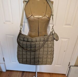 NWT C & C California Quilted Tote Bag, Crossbody, Green